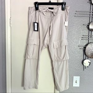 $198 New KORAL Tapered Cargo Pants 27 bone white
